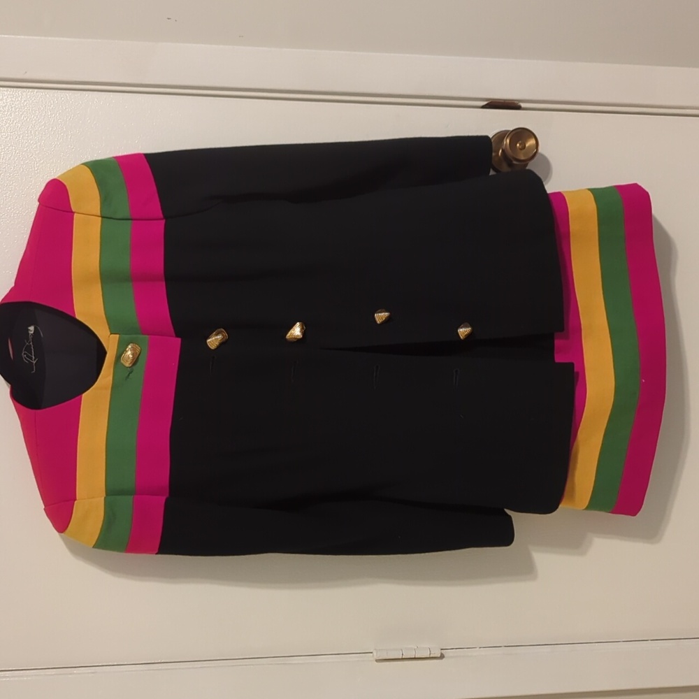 Vintage 80s Color Block Skirt Suit